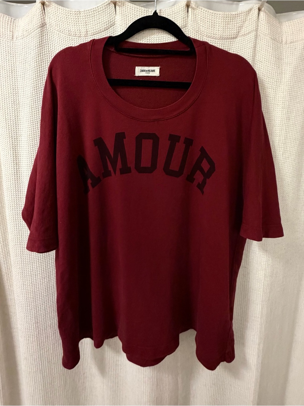 Zadig & Voltaire Burgundy Portland Amour Short Sleeve Sweatshirt - S